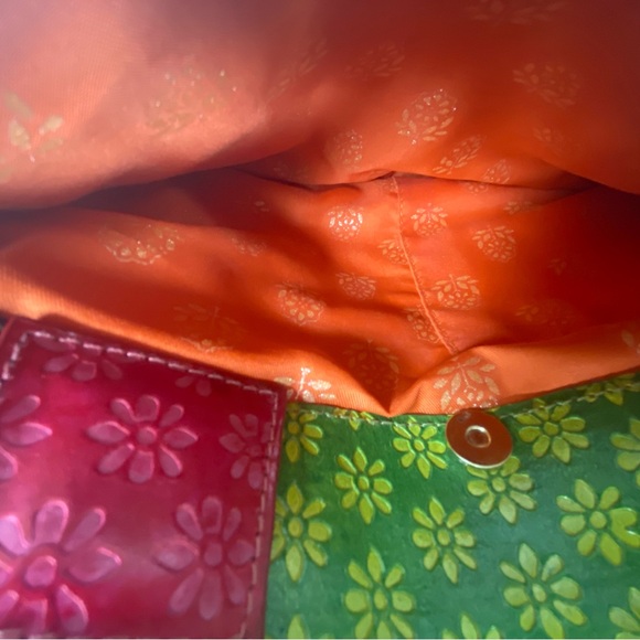 Holii Colorful Floral Tooled Leather Kakatiya Work Day Hand Bag Purse EUC - Picture 9 of 9